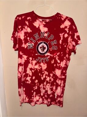 Original Retro Brand Red and White Distressed Winnipeg Jets Short Sleeve Tee